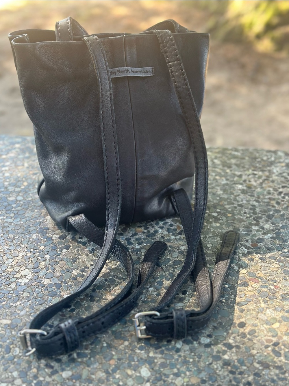 Black All Leather Mini Backpack convertible Crossbody by Rugby